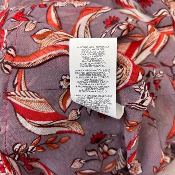 Cabi Womens Floral Sleeveless V-Neck Top M Polyester Red & Gray - Picture 7 of 9